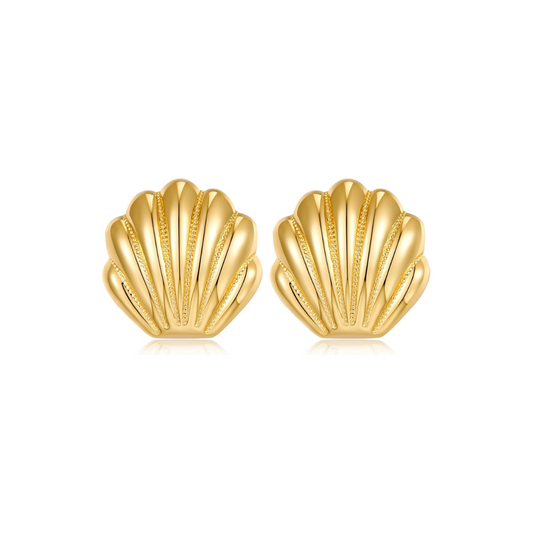 Sea Shell Yellow Gold Earrings